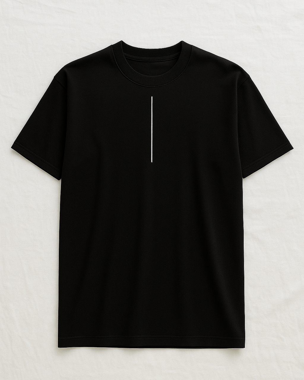 Playera Noir Club negra minimalista en fondo neutro texturizado